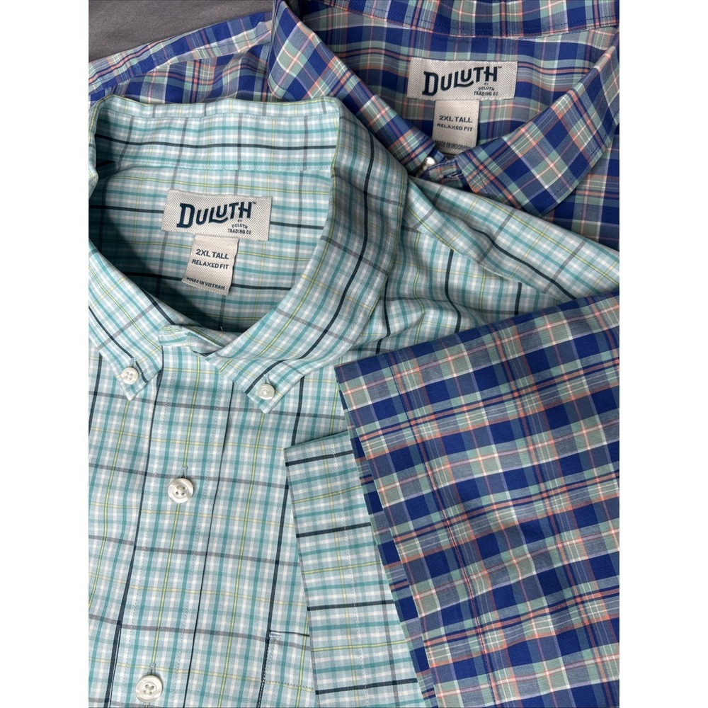 Duluth Trading Men's Lot 2 Plaid Relaxed Fit Short Sleeve Shirts 2XL Tall
